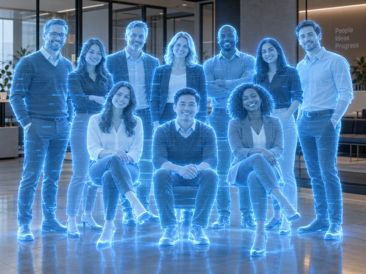 Un equipo de empleados IA listo para trabajar